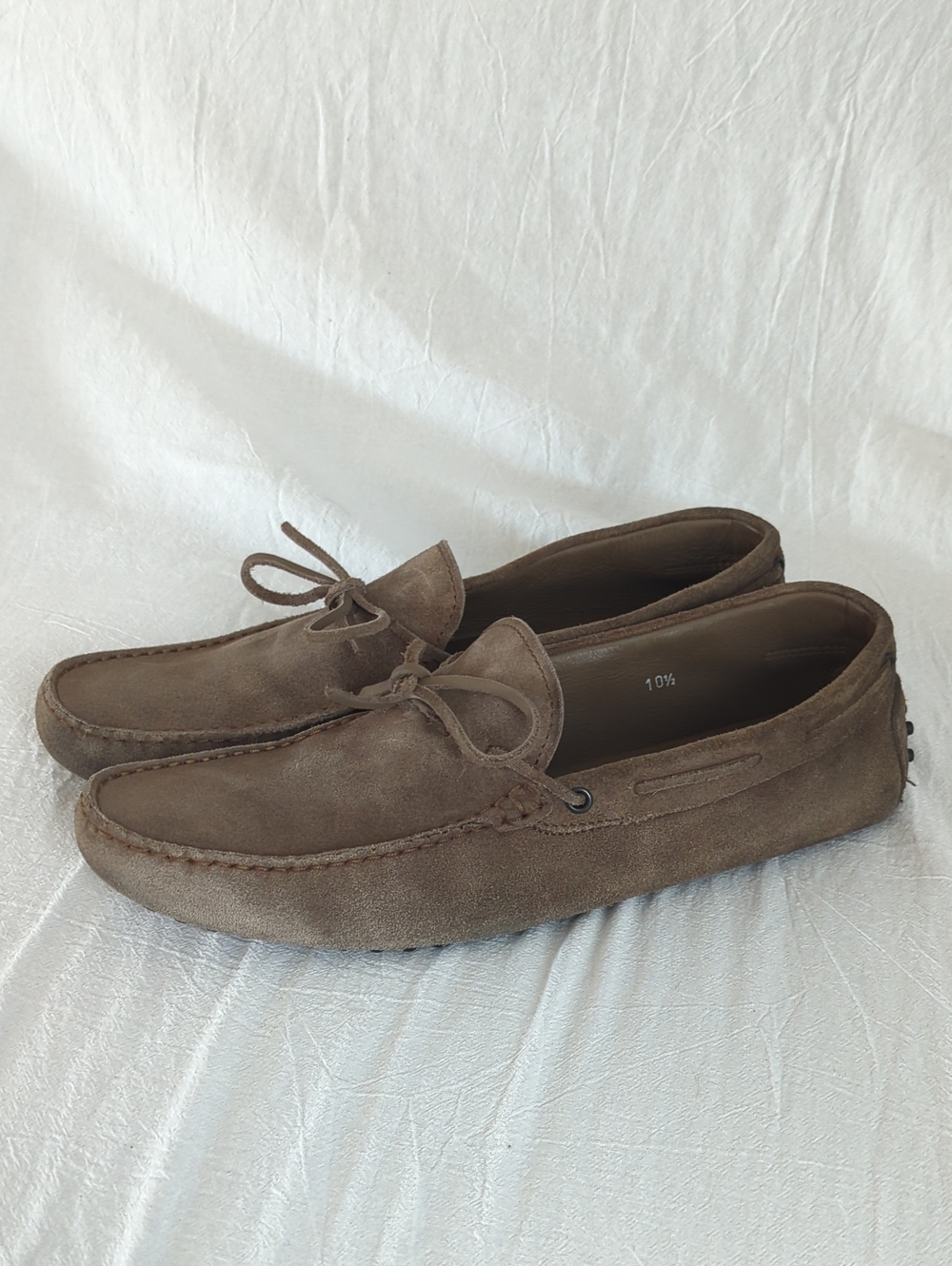 Tod's Laccetto Gommino Suede Laced Driving Loafers Men's 11.5 US/10.5 UK